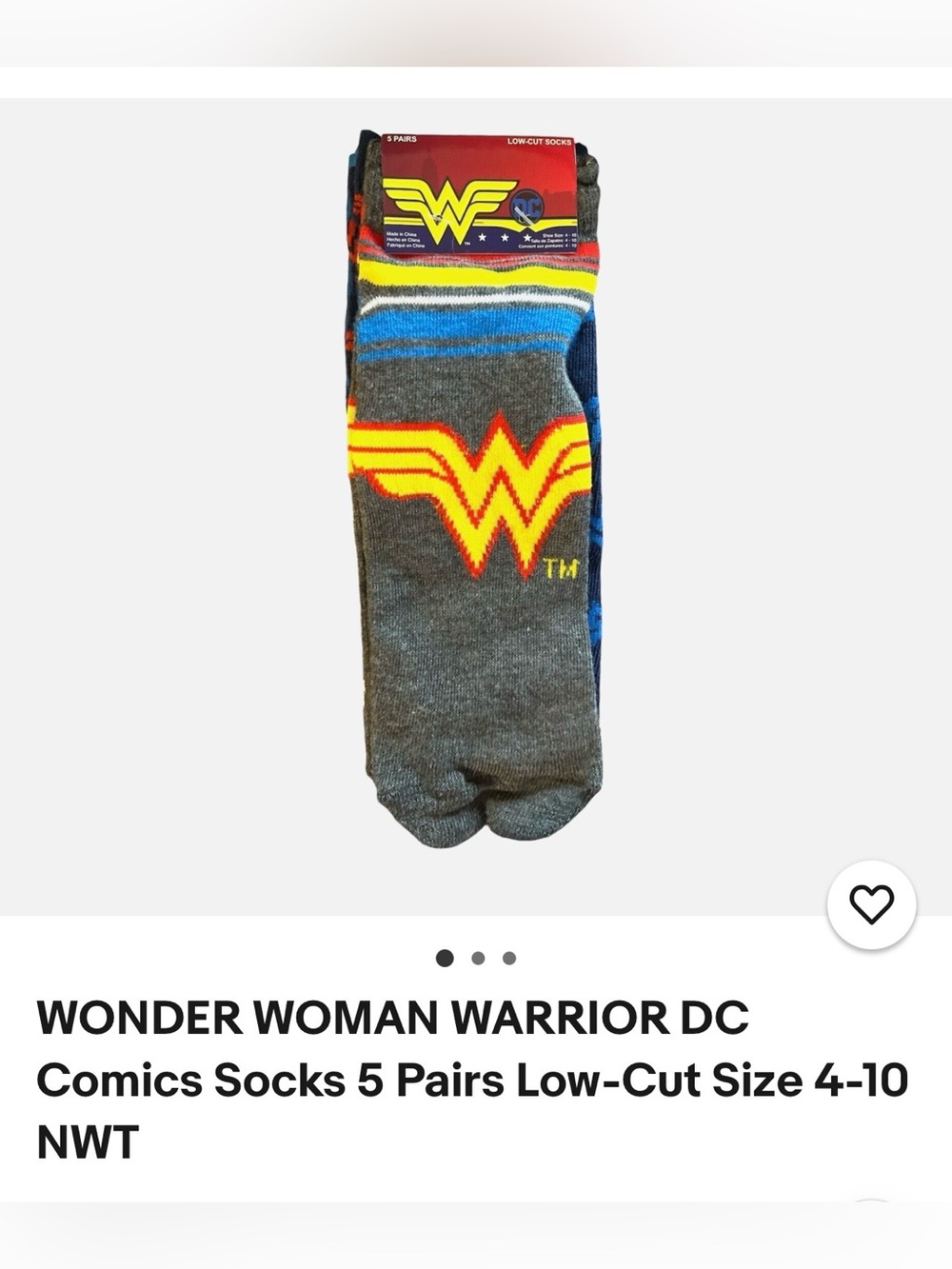 #3041**DC Wonder Woman Men's Low-Cut Socks - Grey with Yellow Logo